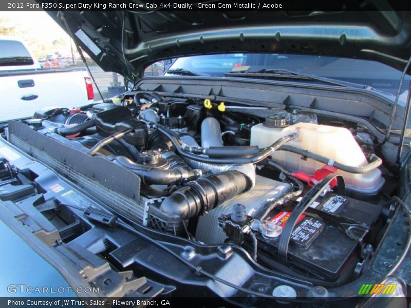 Green Gem Metallic / Adobe 2012 Ford F350 Super Duty King Ranch Crew Cab 4x4 Dually
