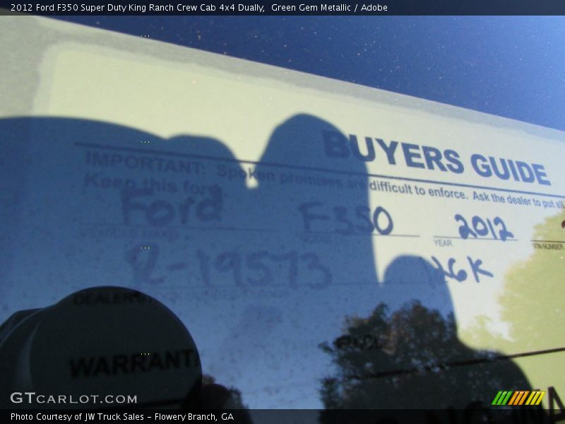Green Gem Metallic / Adobe 2012 Ford F350 Super Duty King Ranch Crew Cab 4x4 Dually