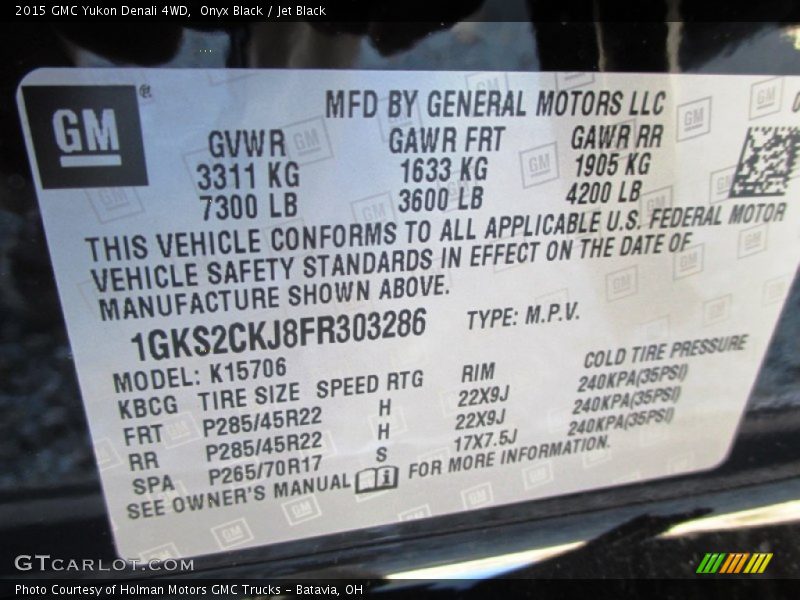 Onyx Black / Jet Black 2015 GMC Yukon Denali 4WD