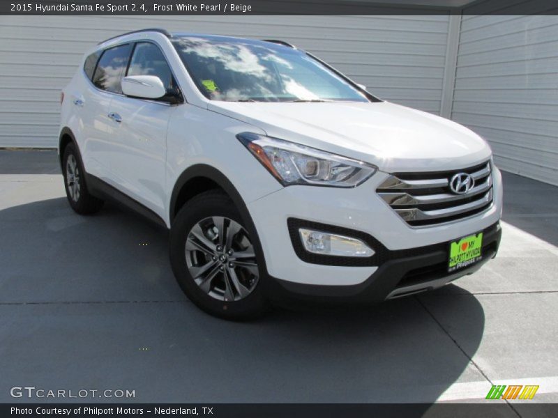 Frost White Pearl / Beige 2015 Hyundai Santa Fe Sport 2.4
