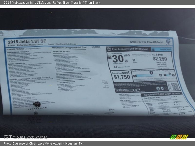  2015 Jetta SE Sedan Window Sticker