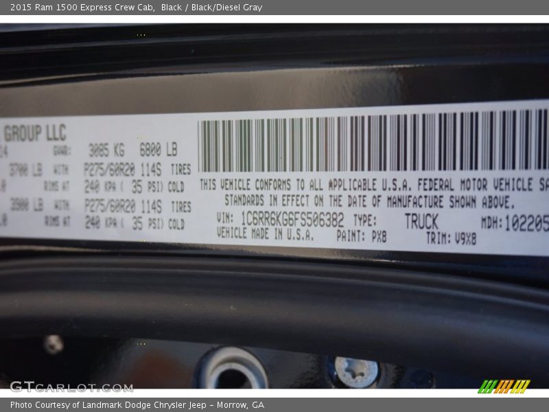 2015 1500 Express Crew Cab Black Color Code PX8