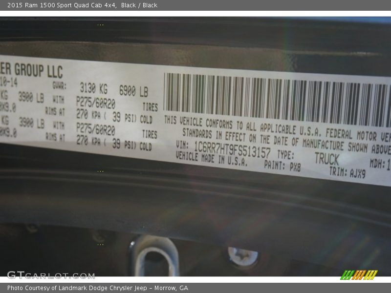 2015 1500 Sport Quad Cab 4x4 Black Color Code PX8