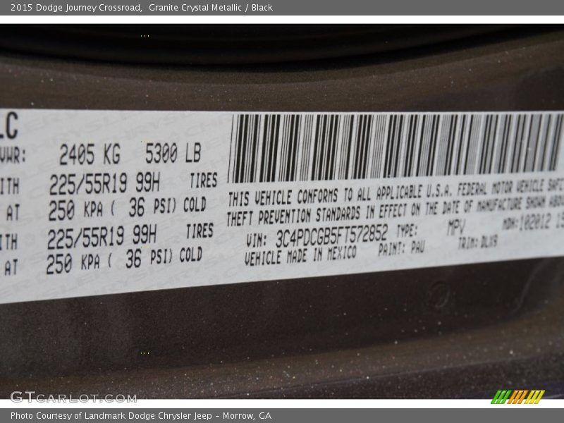 Granite Crystal Metallic / Black 2015 Dodge Journey Crossroad