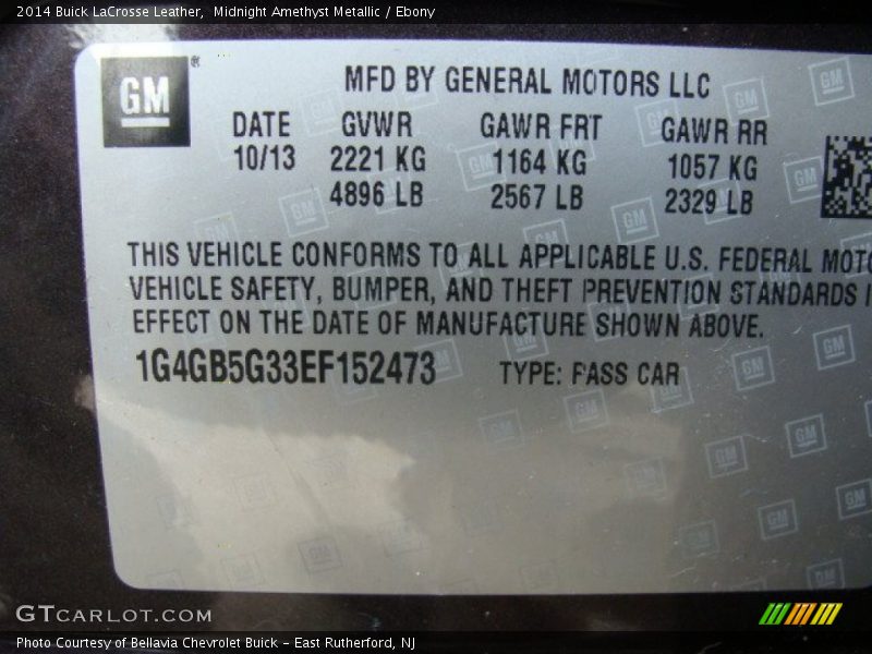 Midnight Amethyst Metallic / Ebony 2014 Buick LaCrosse Leather