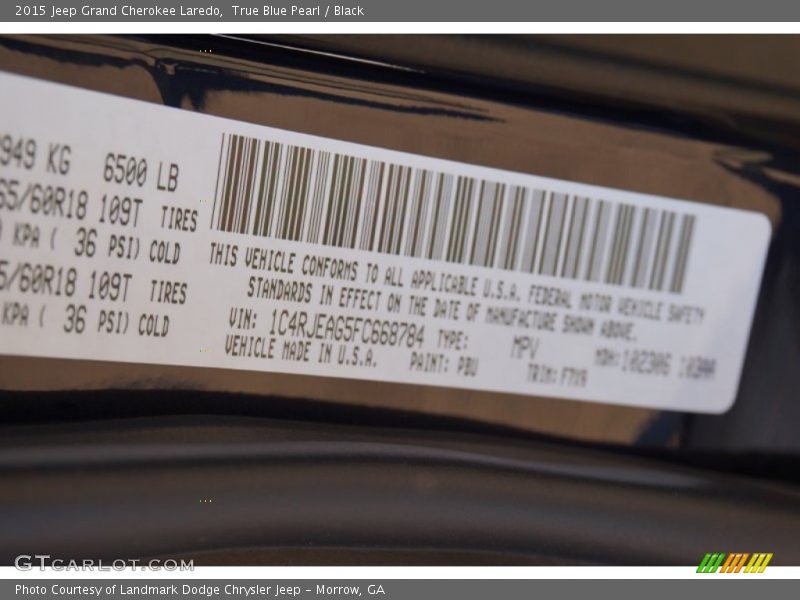 True Blue Pearl / Black 2015 Jeep Grand Cherokee Laredo