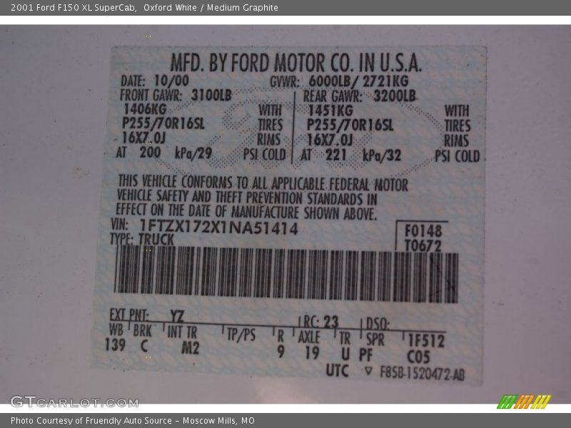 Oxford White / Medium Graphite 2001 Ford F150 XL SuperCab