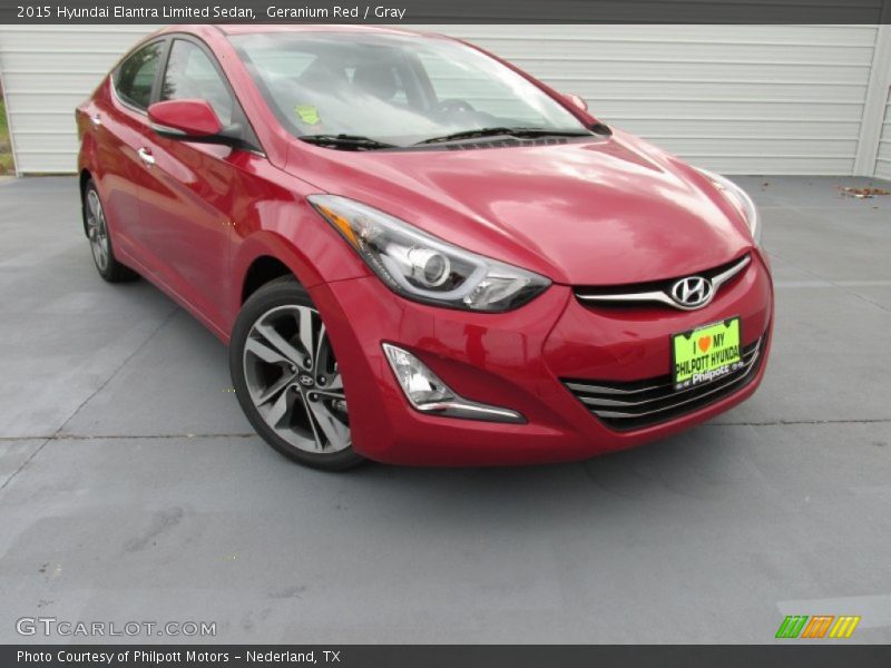 Geranium Red / Gray 2015 Hyundai Elantra Limited Sedan