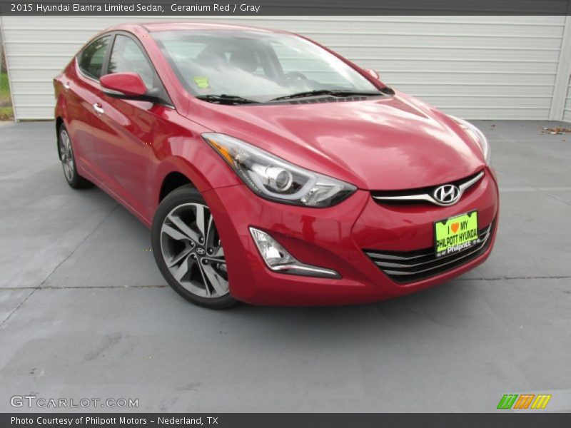 Geranium Red / Gray 2015 Hyundai Elantra Limited Sedan