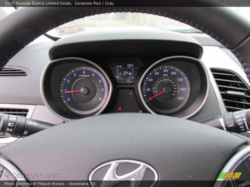 Geranium Red / Gray 2015 Hyundai Elantra Limited Sedan