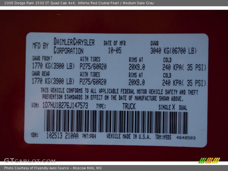 Inferno Red Crystal Pearl / Medium Slate Gray 2006 Dodge Ram 1500 ST Quad Cab 4x4