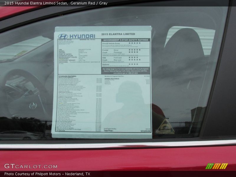 Geranium Red / Gray 2015 Hyundai Elantra Limited Sedan