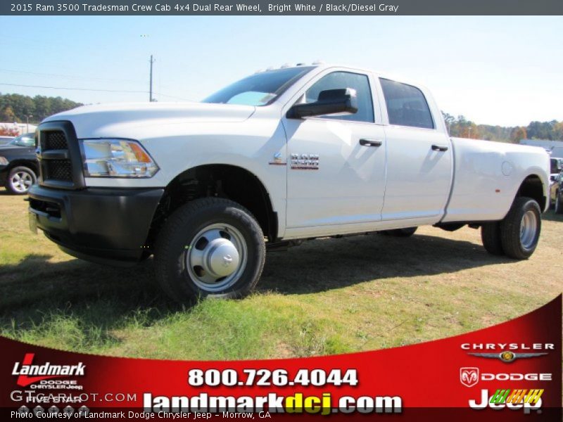 Bright White / Black/Diesel Gray 2015 Ram 3500 Tradesman Crew Cab 4x4 Dual Rear Wheel