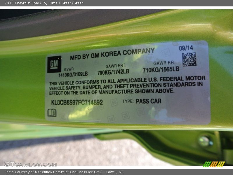 Info Tag of 2015 Spark LS