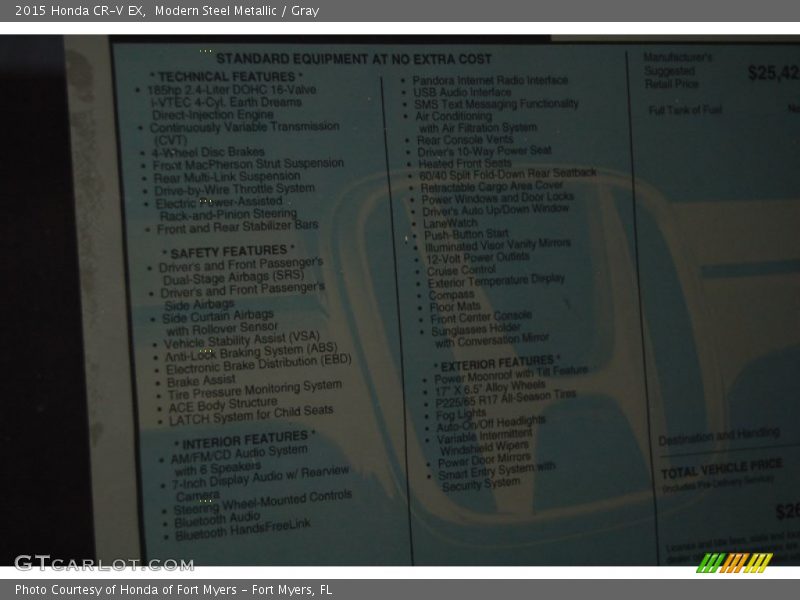 Modern Steel Metallic / Gray 2015 Honda CR-V EX