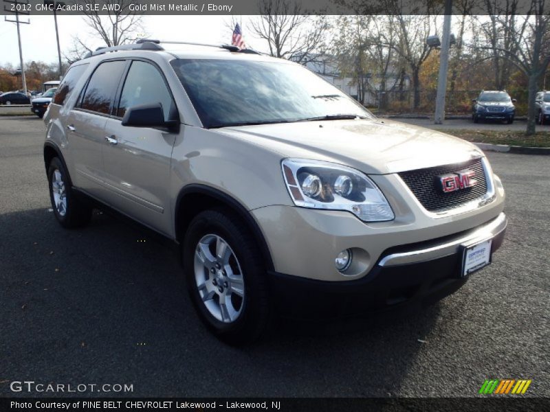 Gold Mist Metallic / Ebony 2012 GMC Acadia SLE AWD