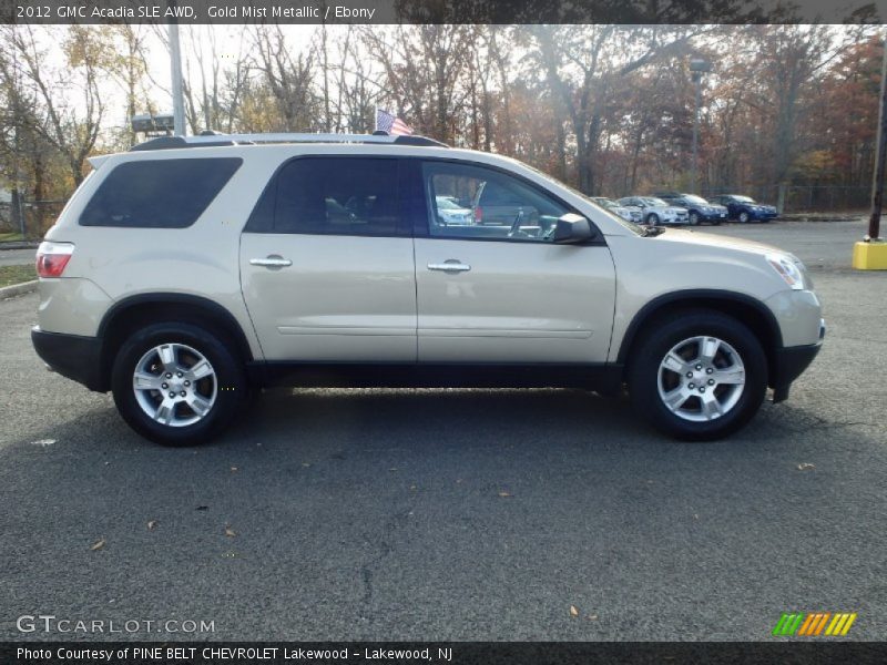 Gold Mist Metallic / Ebony 2012 GMC Acadia SLE AWD