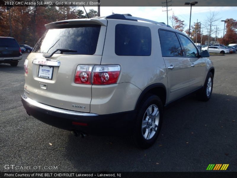 Gold Mist Metallic / Ebony 2012 GMC Acadia SLE AWD