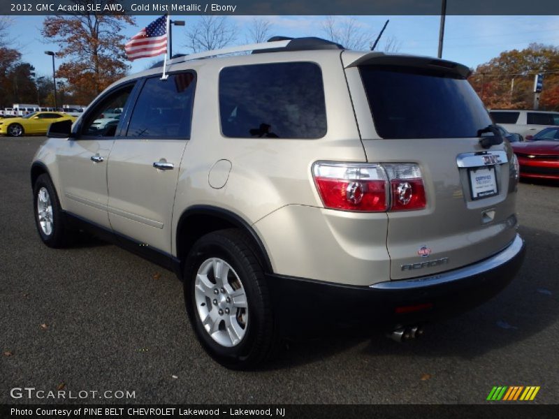 Gold Mist Metallic / Ebony 2012 GMC Acadia SLE AWD