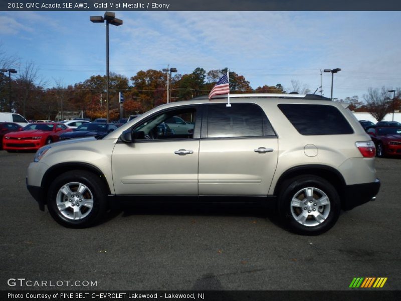 Gold Mist Metallic / Ebony 2012 GMC Acadia SLE AWD
