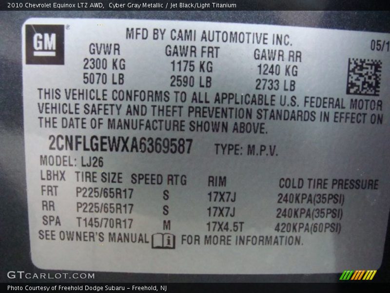 Cyber Gray Metallic / Jet Black/Light Titanium 2010 Chevrolet Equinox LTZ AWD