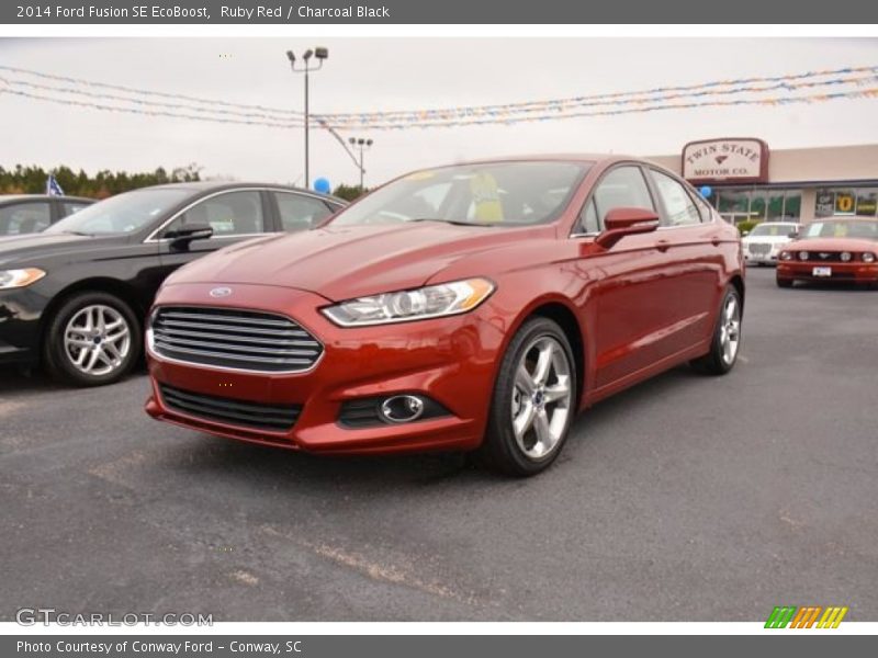 Ruby Red / Charcoal Black 2014 Ford Fusion SE EcoBoost