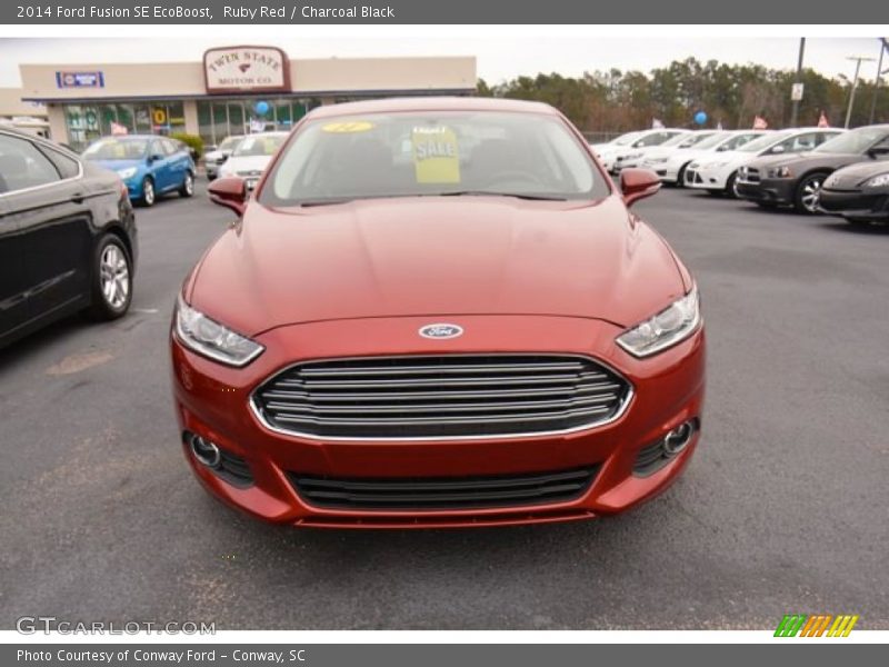 Ruby Red / Charcoal Black 2014 Ford Fusion SE EcoBoost