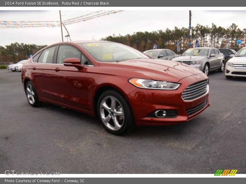 Ruby Red / Charcoal Black 2014 Ford Fusion SE EcoBoost