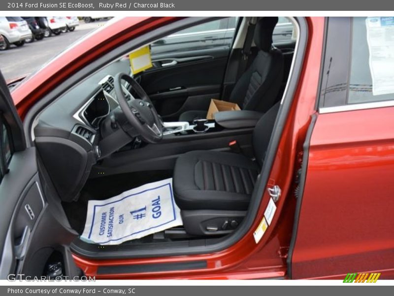 Ruby Red / Charcoal Black 2014 Ford Fusion SE EcoBoost