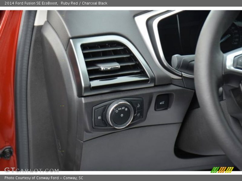 Ruby Red / Charcoal Black 2014 Ford Fusion SE EcoBoost