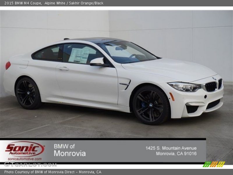 Alpine White / Sakhir Orange/Black 2015 BMW M4 Coupe