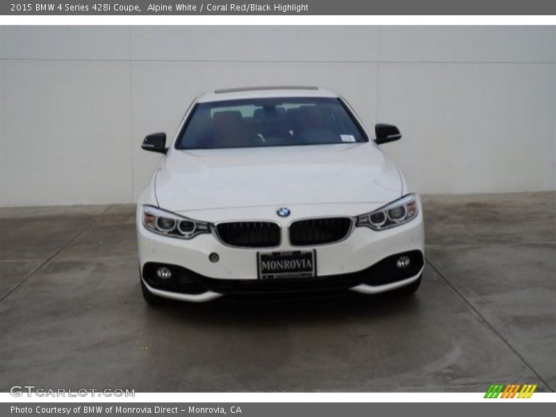 Alpine White / Coral Red/Black Highlight 2015 BMW 4 Series 428i Coupe