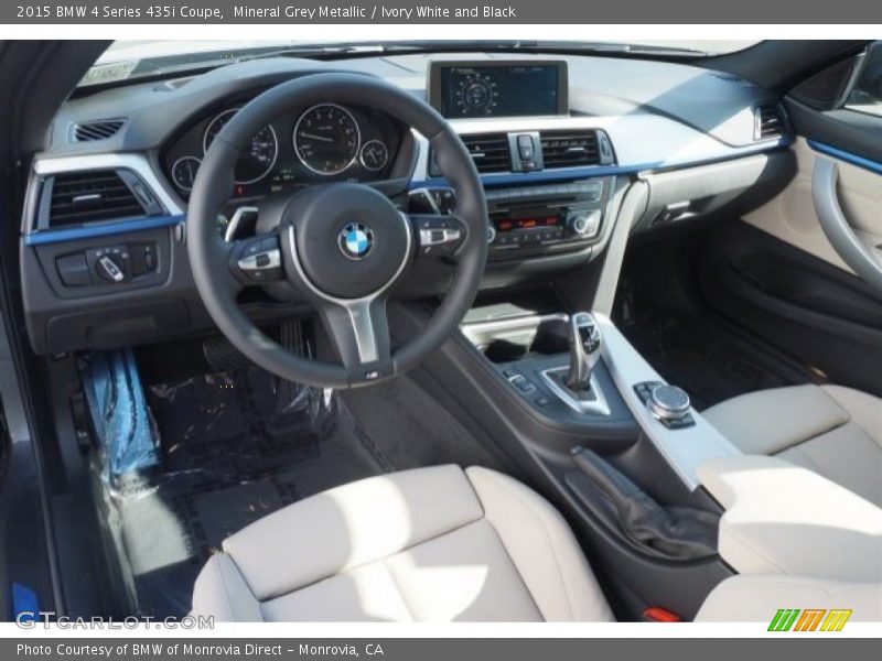 Mineral Grey Metallic / Ivory White and Black 2015 BMW 4 Series 435i Coupe