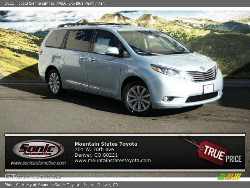 Sky Blue Pearl / Ash 2015 Toyota Sienna Limited AWD