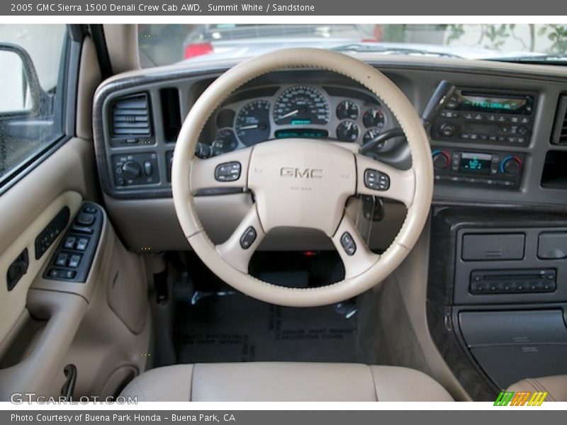 Summit White / Sandstone 2005 GMC Sierra 1500 Denali Crew Cab AWD