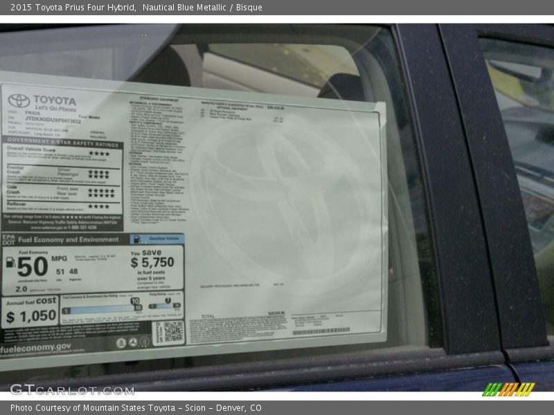 Nautical Blue Metallic / Bisque 2015 Toyota Prius Four Hybrid