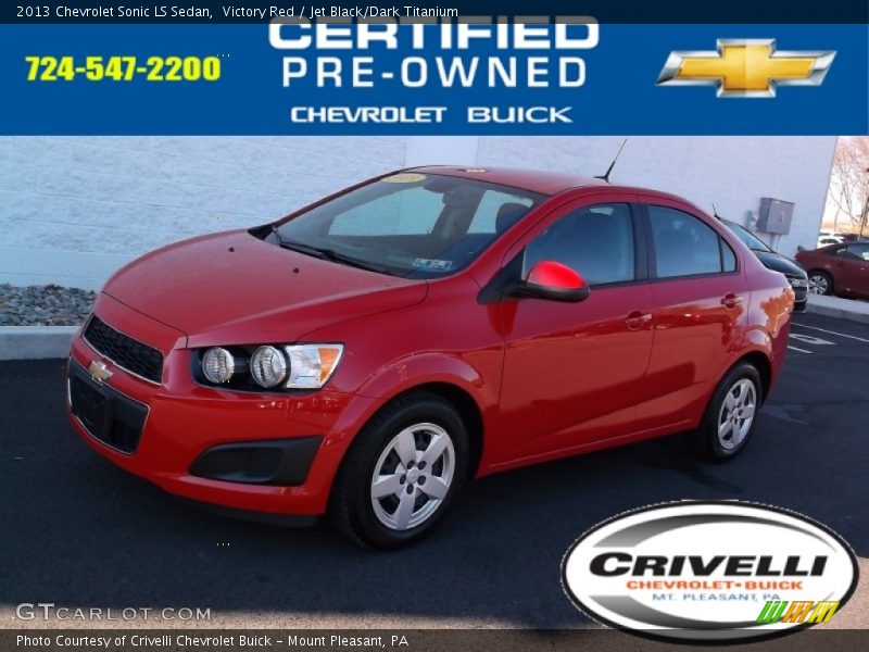 Victory Red / Jet Black/Dark Titanium 2013 Chevrolet Sonic LS Sedan
