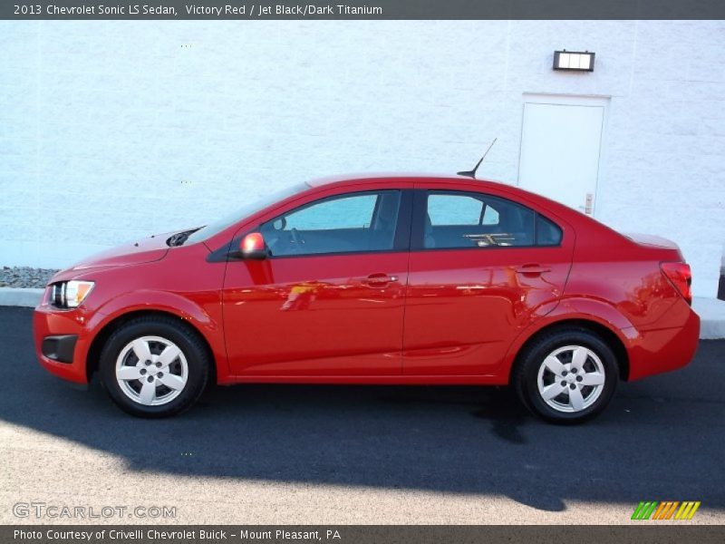 Victory Red / Jet Black/Dark Titanium 2013 Chevrolet Sonic LS Sedan
