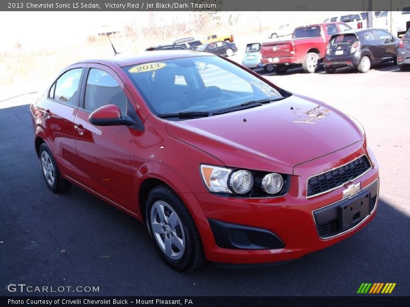 Victory Red / Jet Black/Dark Titanium 2013 Chevrolet Sonic LS Sedan