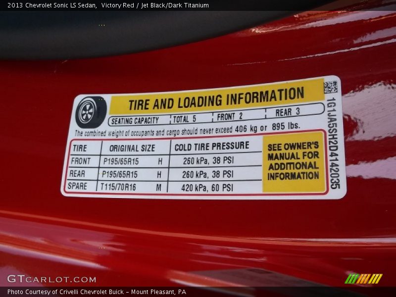 Victory Red / Jet Black/Dark Titanium 2013 Chevrolet Sonic LS Sedan