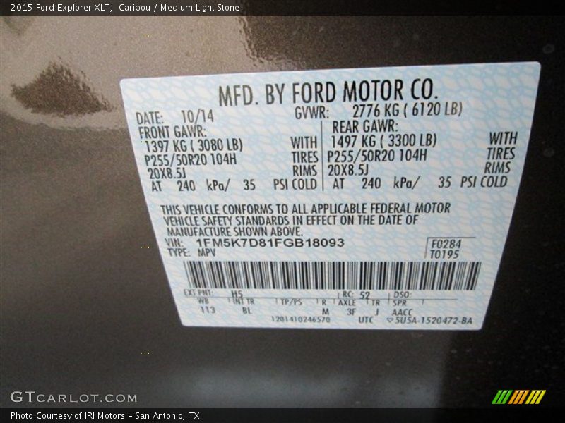 Caribou / Medium Light Stone 2015 Ford Explorer XLT