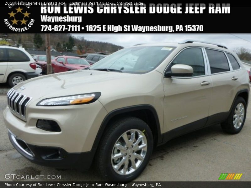 Cashmere Pearl / Black/Light Frost Beige 2015 Jeep Cherokee Limited 4x4