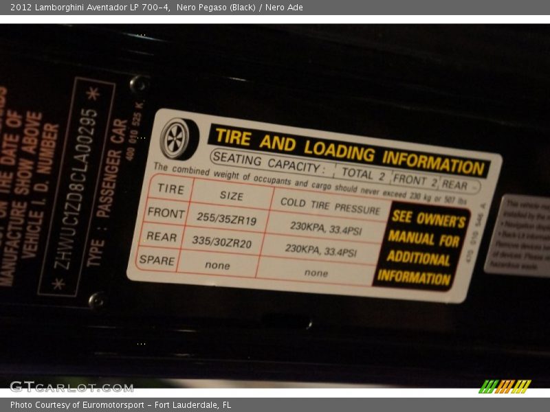 Nero Pegaso (Black) / Nero Ade 2012 Lamborghini Aventador LP 700-4