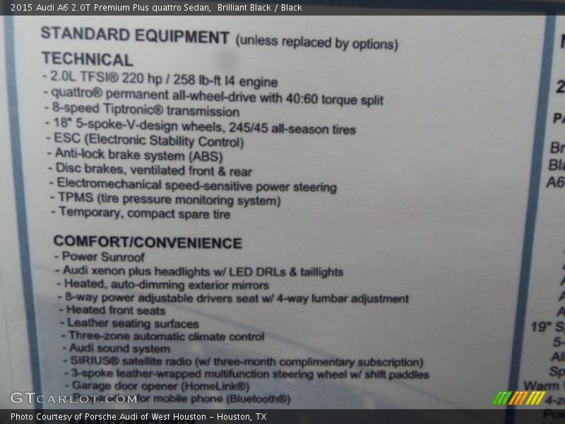 Brilliant Black / Black 2015 Audi A6 2.0T Premium Plus quattro Sedan