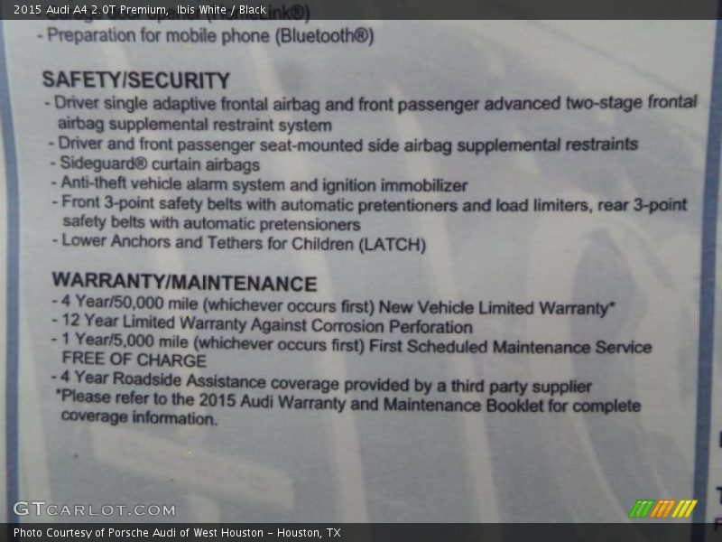 Ibis White / Black 2015 Audi A4 2.0T Premium