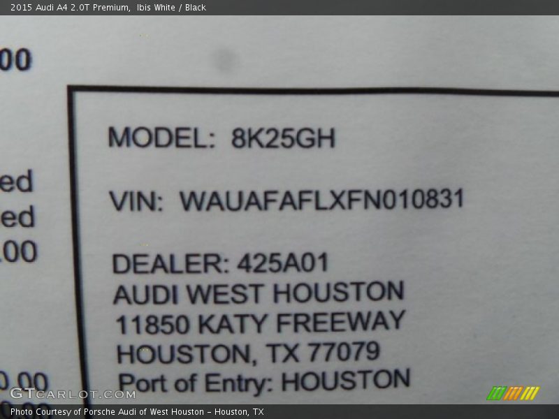 Ibis White / Black 2015 Audi A4 2.0T Premium