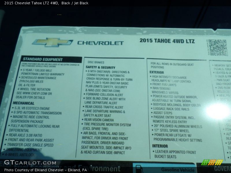 Black / Jet Black 2015 Chevrolet Tahoe LTZ 4WD