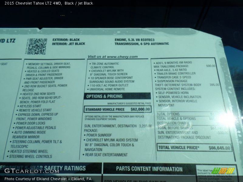 Black / Jet Black 2015 Chevrolet Tahoe LTZ 4WD