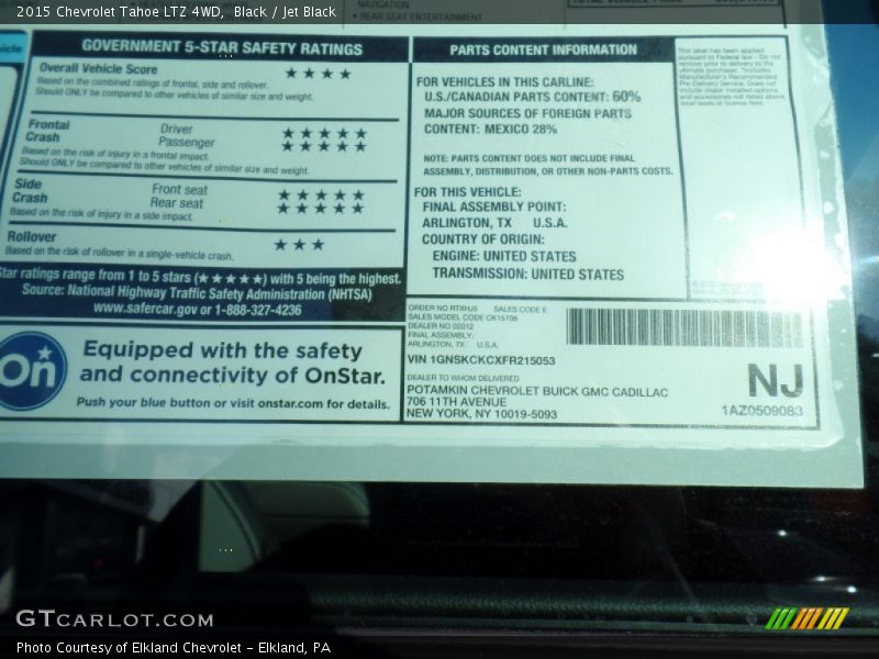 Black / Jet Black 2015 Chevrolet Tahoe LTZ 4WD