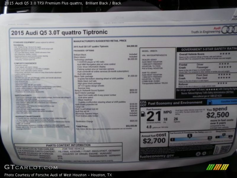 Brilliant Black / Black 2015 Audi Q5 3.0 TFSI Premium Plus quattro